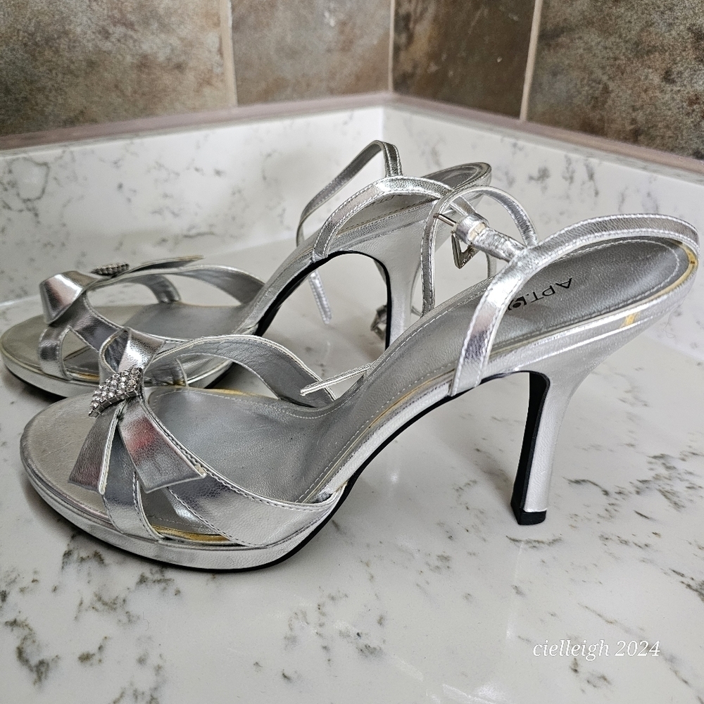 Apt 9 Silver open toe heels